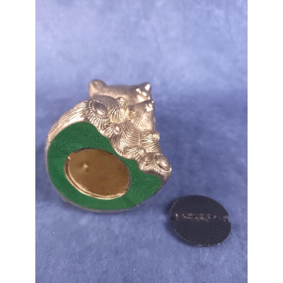 Silver Plated Teddy Bear Piggy Bank Coin Bank With Mom And Bear Cub - Picture 3 of 9